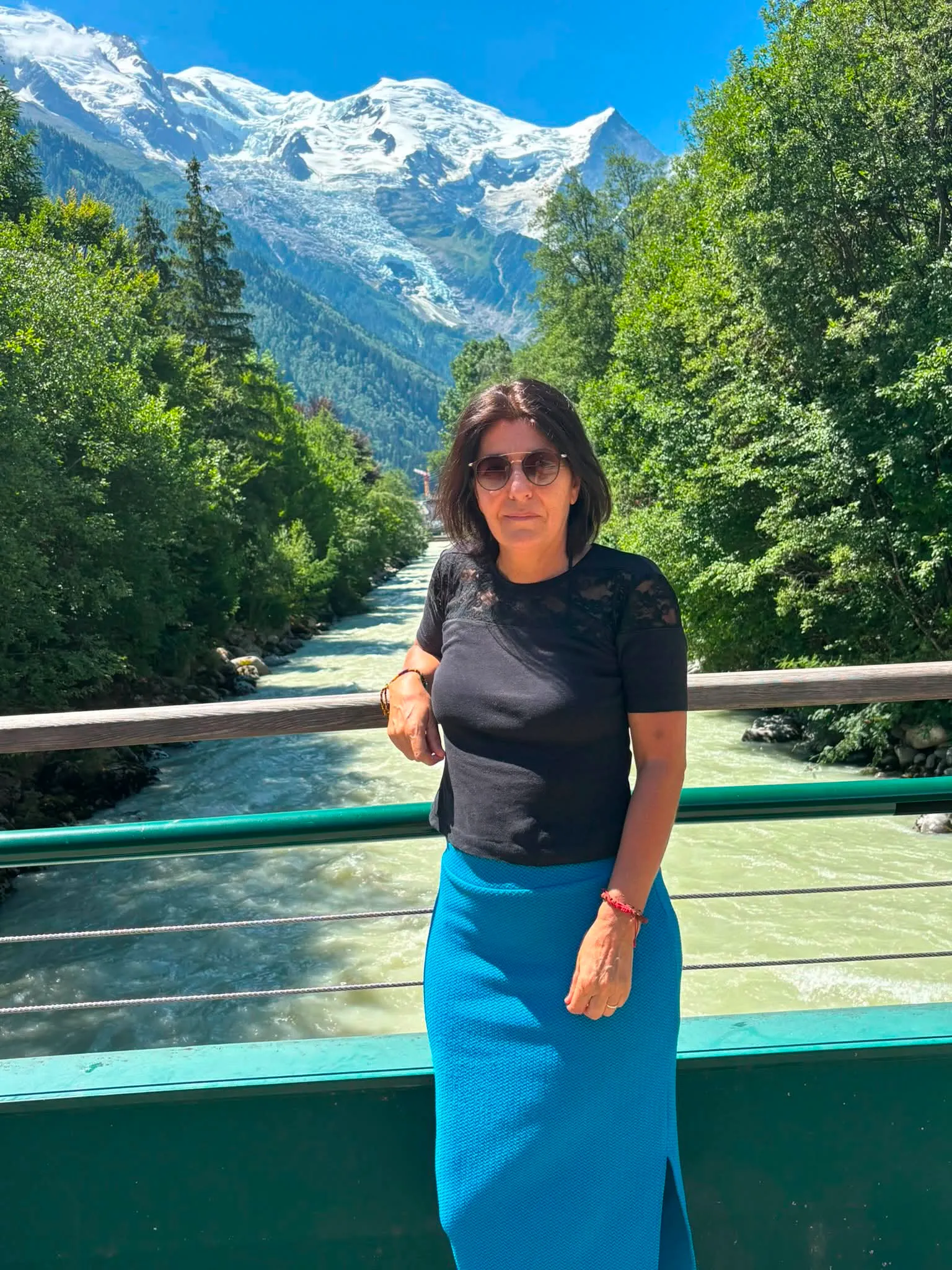 Christelle face au Mont-Blanc